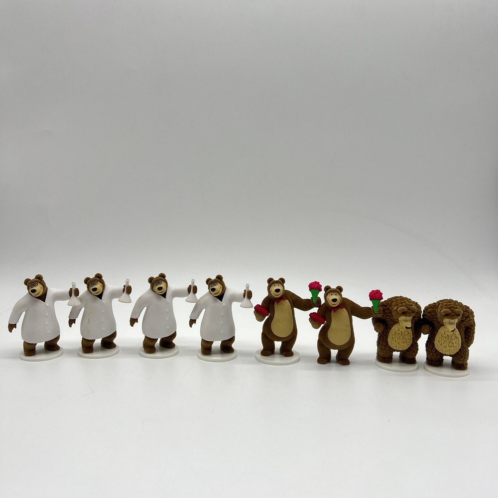 Masha & The Bear Cake Topper Figure Lot Of‎ 8 Toys Russian Cartoon Kids Loose